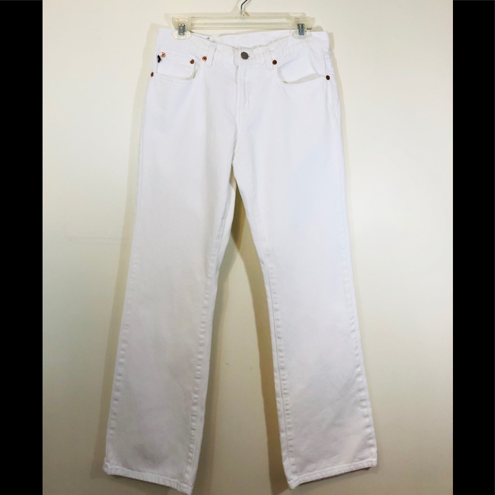 Ralph Lauren Polo Women 6 x 32 Pants Denim Stretch White Kelly Jeans 5 Pocket